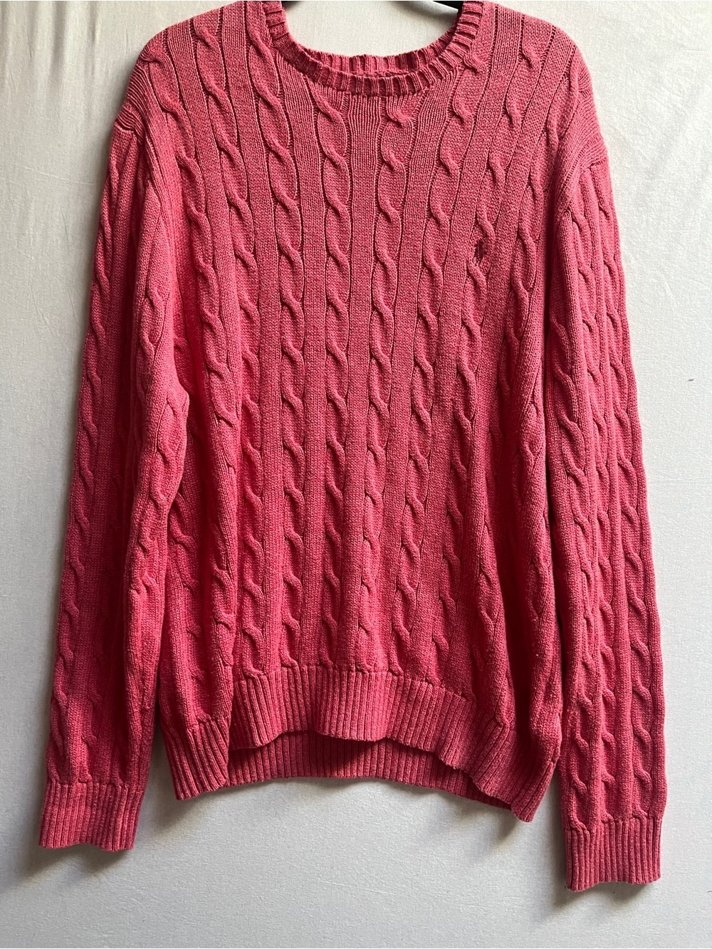 Ralph Lauren Cable Knit Crewneck Sweater Coral XL - 100% Cotton